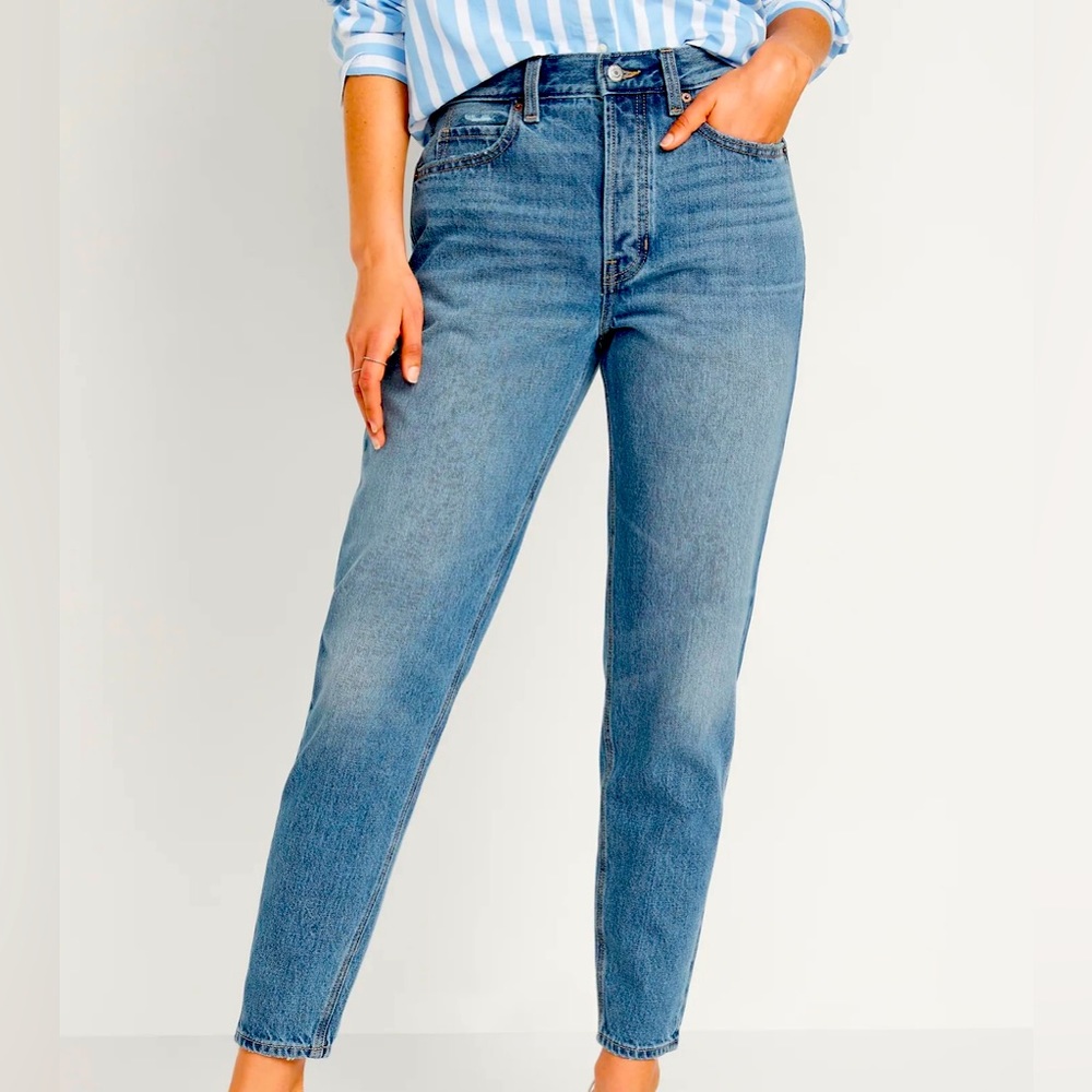 Old Navy High-Waisted Button-Fly Slouchy Taper Non-Stretch Ankle Jeans Size 10